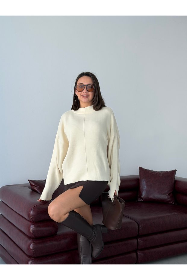 Women's Stand Collar Oversize Knitwear Sweater Long Sleeve Relaxed Fit Stylish Daily Combination