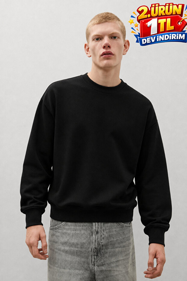 Men's 100% Cotton Comfortable Black Winter Sweatshirt