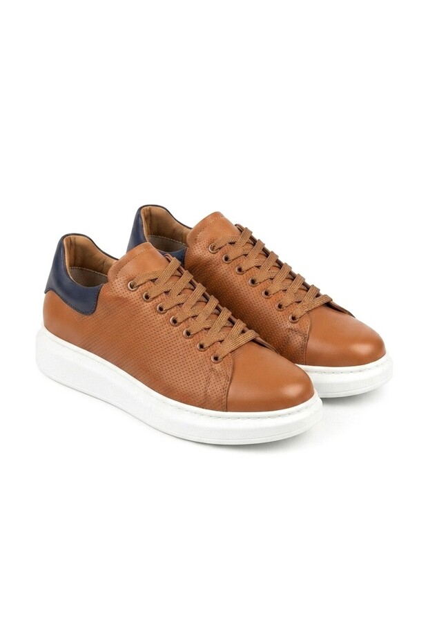 Zrk-Dx3 Premium Genuine Leather Tan Casual Men's Sneaker