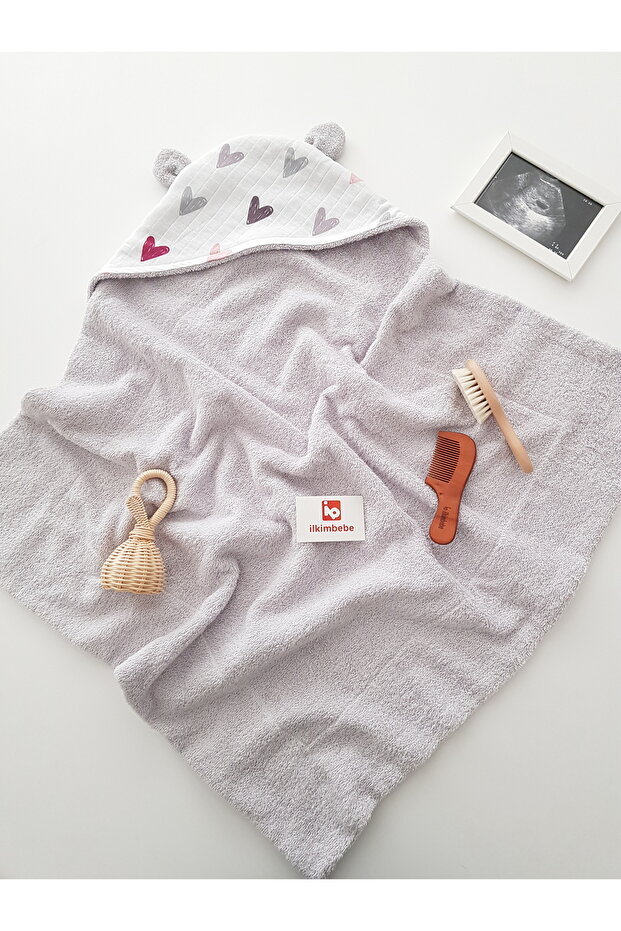 Baby Bath Towel Muslin Hooded Double Sided Swaddle Newborn 80X80