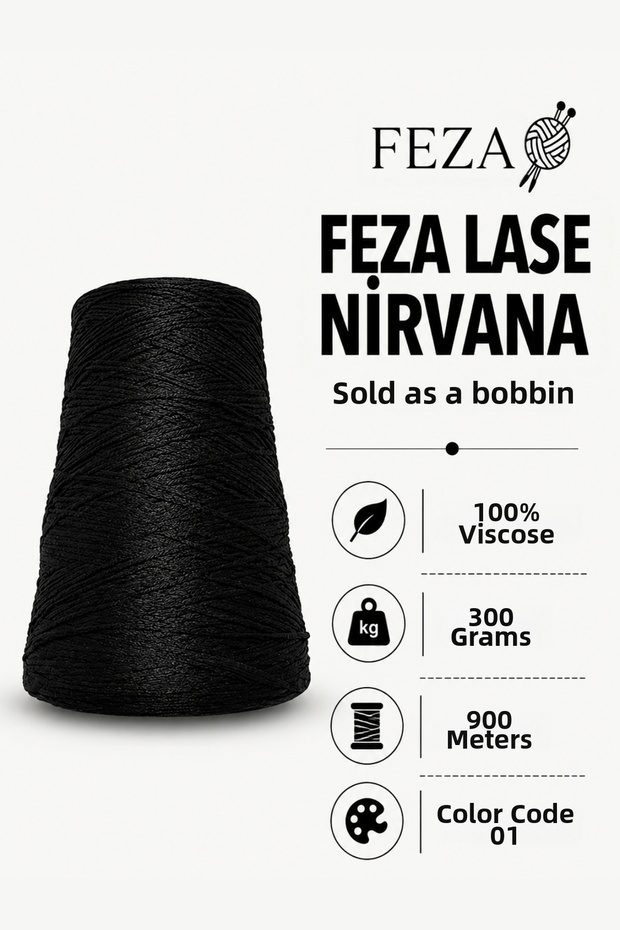 Lase Nirvana 100% Viscose Bobbin Knitting Yarn 300 Gr 900 Meters - Hand Knitting, Bag and Decorative Design Yarn