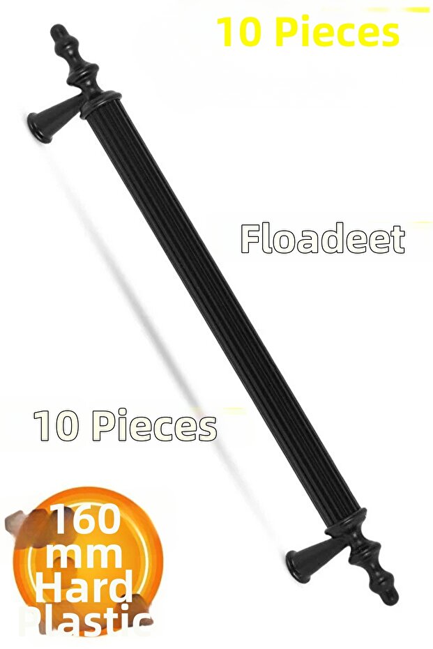 (Hard Plastic) 10 Pieces Polavit 160 mm Black Furniture Kitchen Drawer Cabinet Cupboard Handle Handle Handles