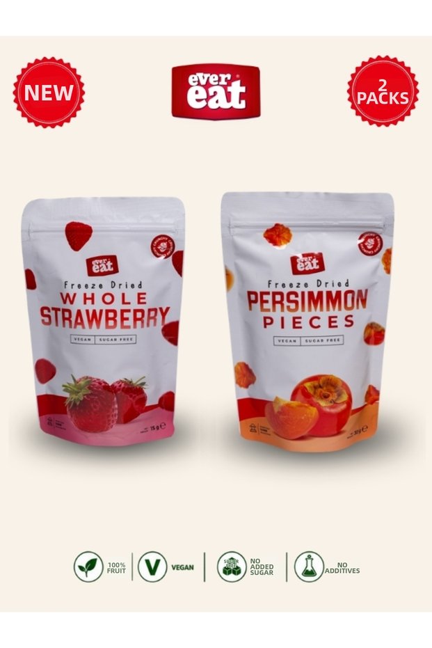 Strawberry-Date Freeze Dry Fruit Chips 2-Pack Natural Healthy Snack