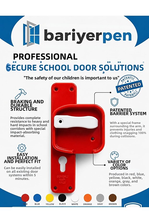 Unbreakable Safe Door Handle Red Mirror White Handle