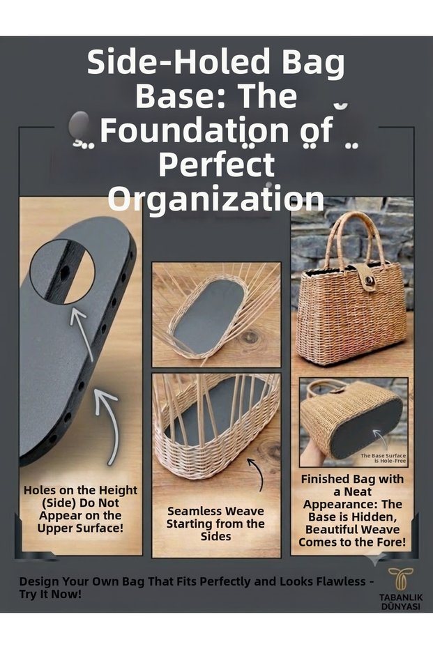 Bag Base Special Design - Anthracite Gray 24X8 Cm, 3 Pieces
