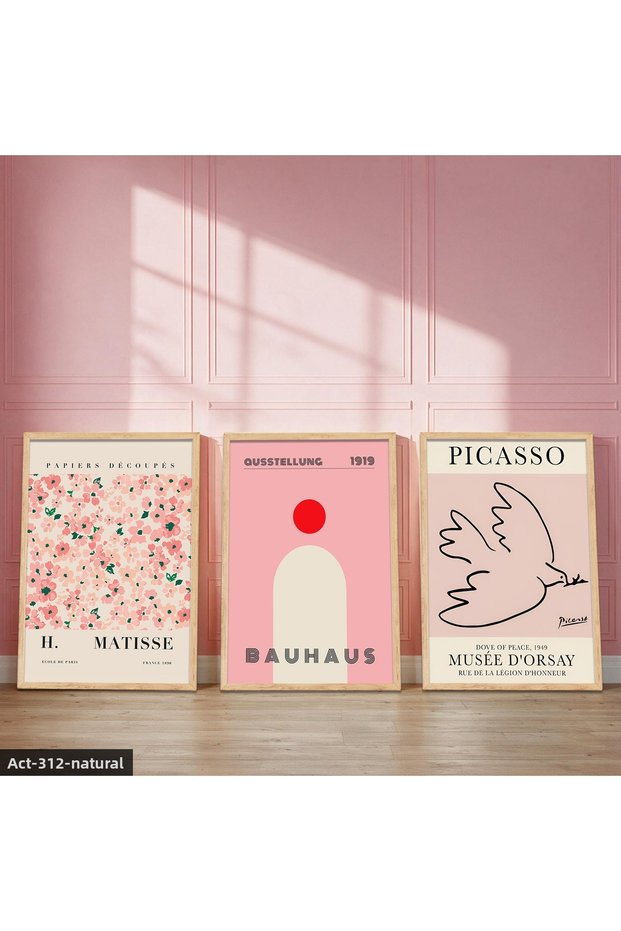 Matisse & Picasso & Bauhaus 3 Piece Wooden Framed Painting Act