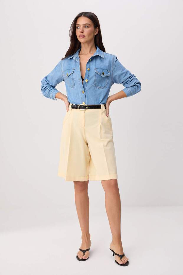 Mavi Düğme Detaylı Basic 100% Pamuk Denim Gömlek TWOSS26GO00004 - 2