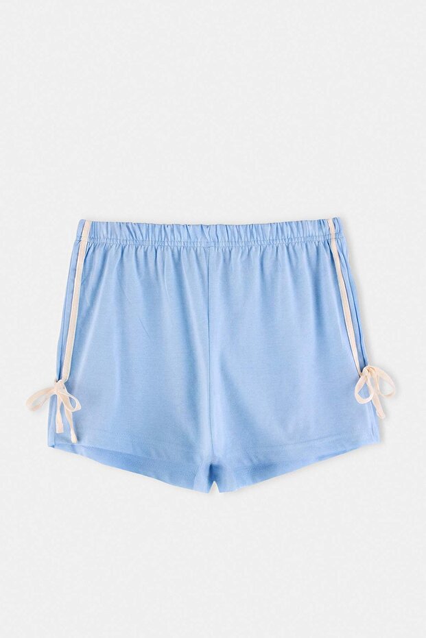 Mavi-Çok Renkli 3'lü Paket %100 Pamuklu Bağlamalı/Fiyonklu Örme Pijama Altı THMSS25PJ00022 - 7