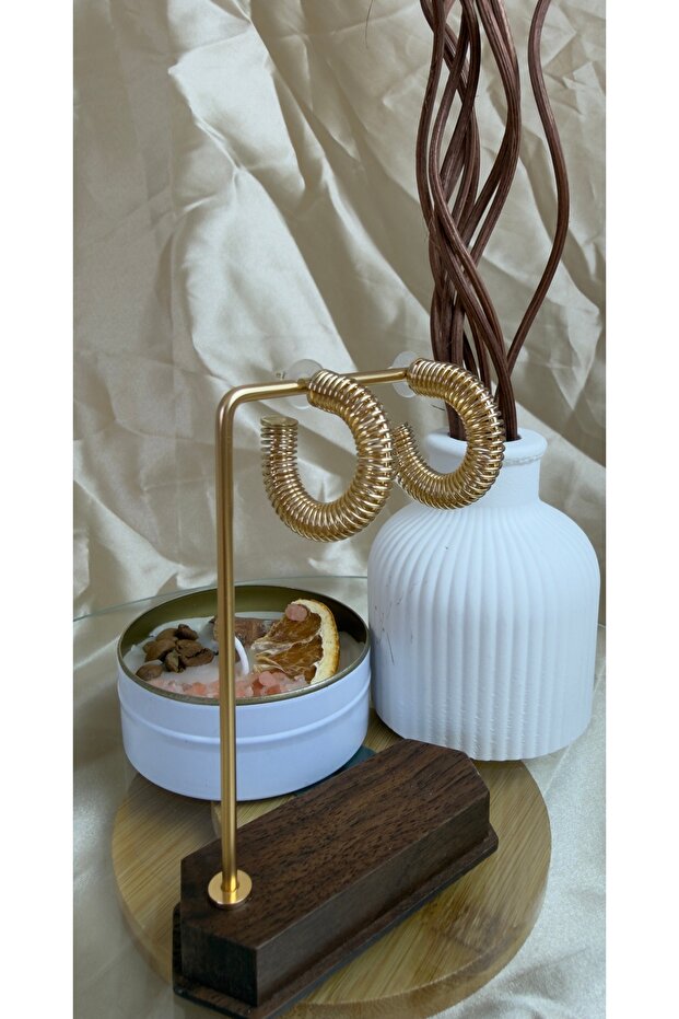 Pipe Model Ring Women's Gold Earrings