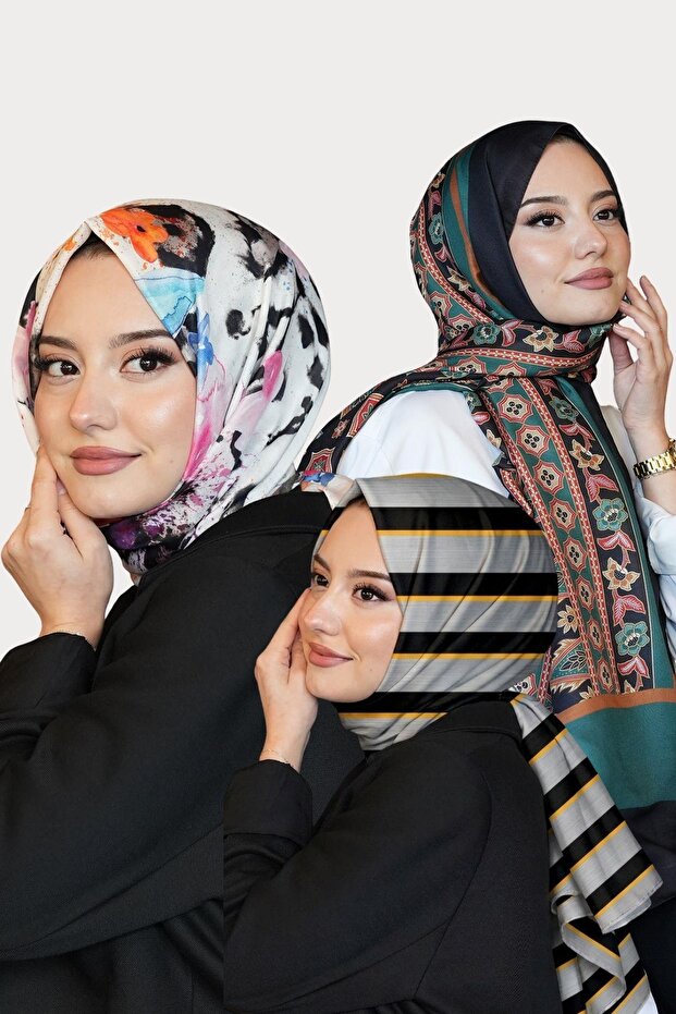 مخطط ،شال ناعم بنقشة الزهور قطن اشترِ 3 واحصل على 2