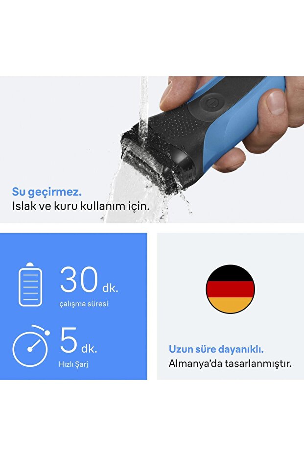 Series 3 Elektrikli Sakal Şekillendirici ve Tıraş Makinesi, Islak ve Kuru, 310BT - 5