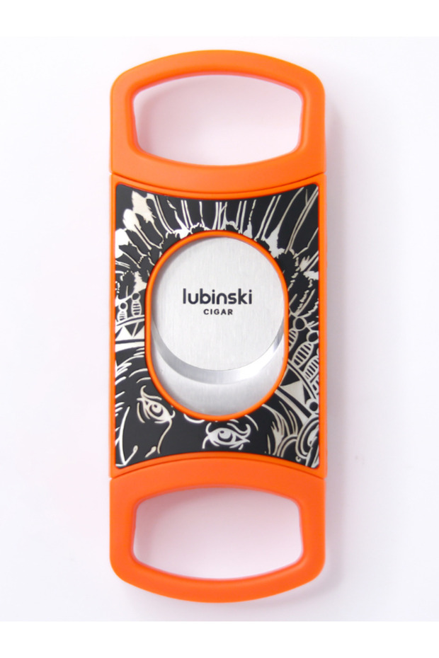 Orange Stainless Steel Pocket Cigar Cutter V- cut cigar Double Blades With Cigar Stand Gift Box