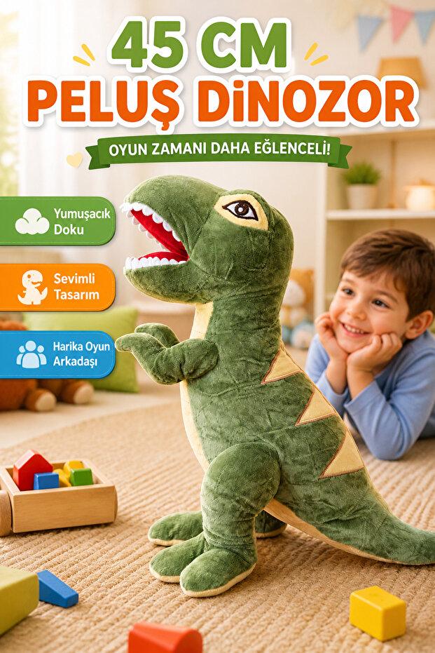 45 cm Plush Dinosaur Toy – Adorable Soft Dinosaur Sleeping and Playmate