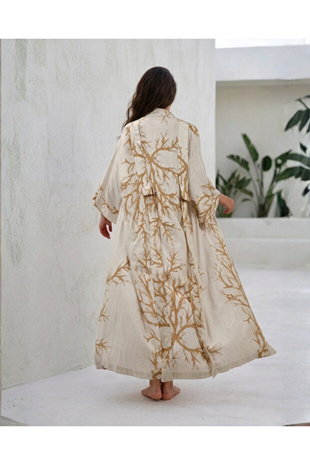 Linen Kimono Long Caramel
