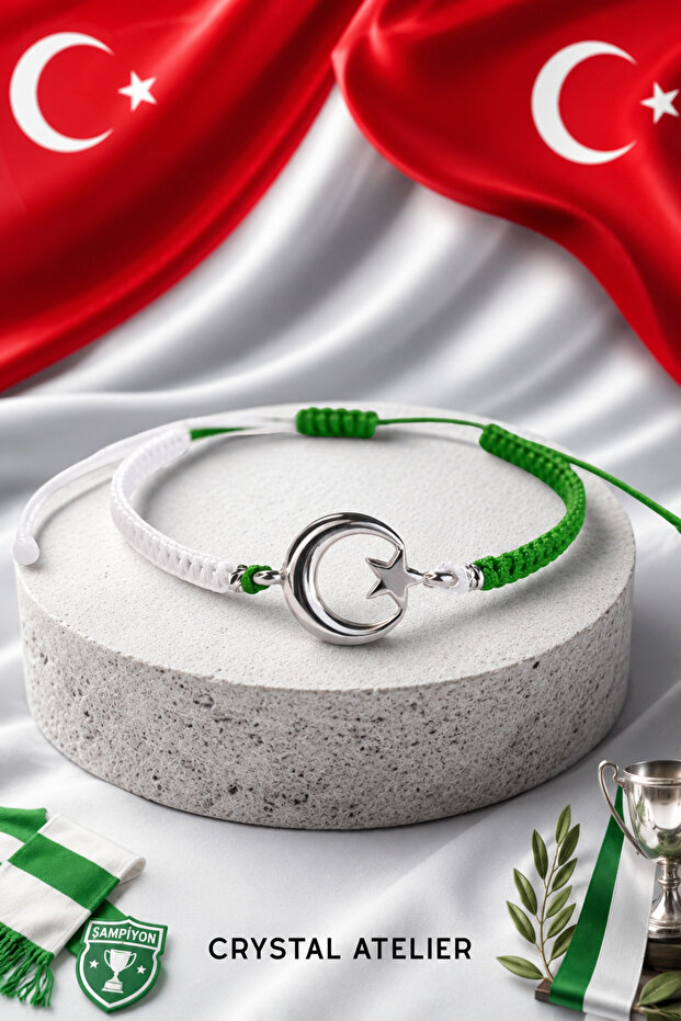 Green White Moon Star Fan Bracelet