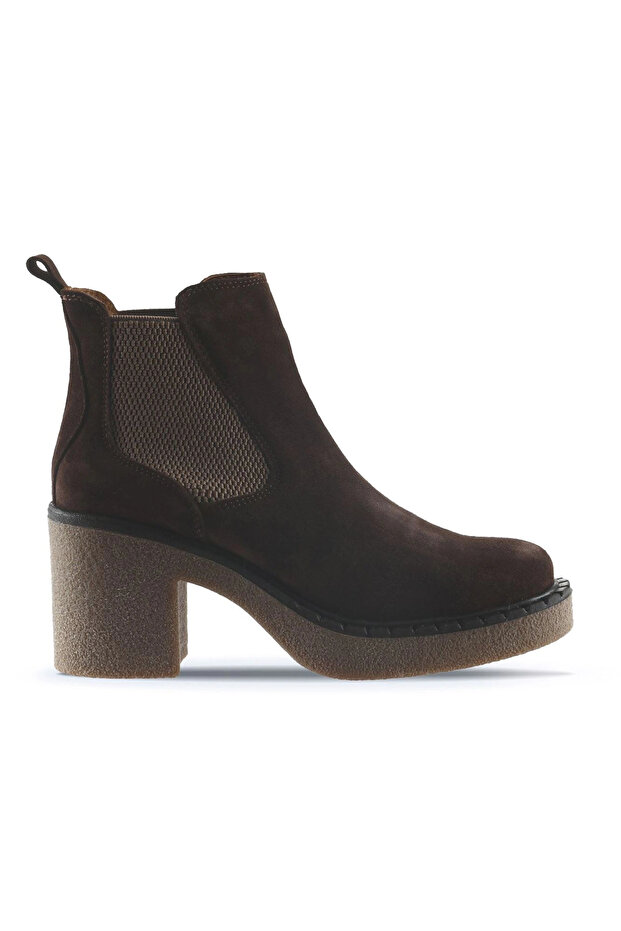 Brown Suede Women's Heeled Boots 01Wt2900