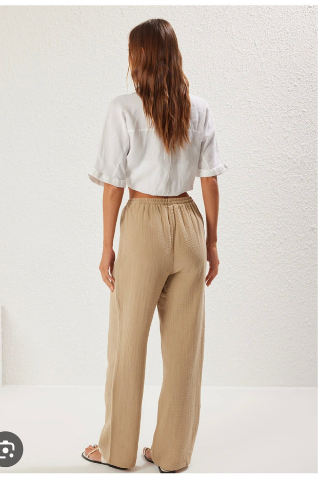 Women's Muslin Trousers Wide Leg Summer Casual Pants