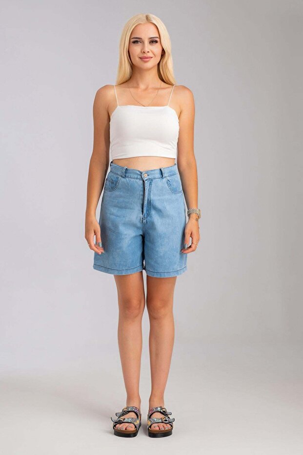 Women's Five-Pocket Bleach Wash Lyocell Thin Denim Fabric Denim Skirt Bleach Wash