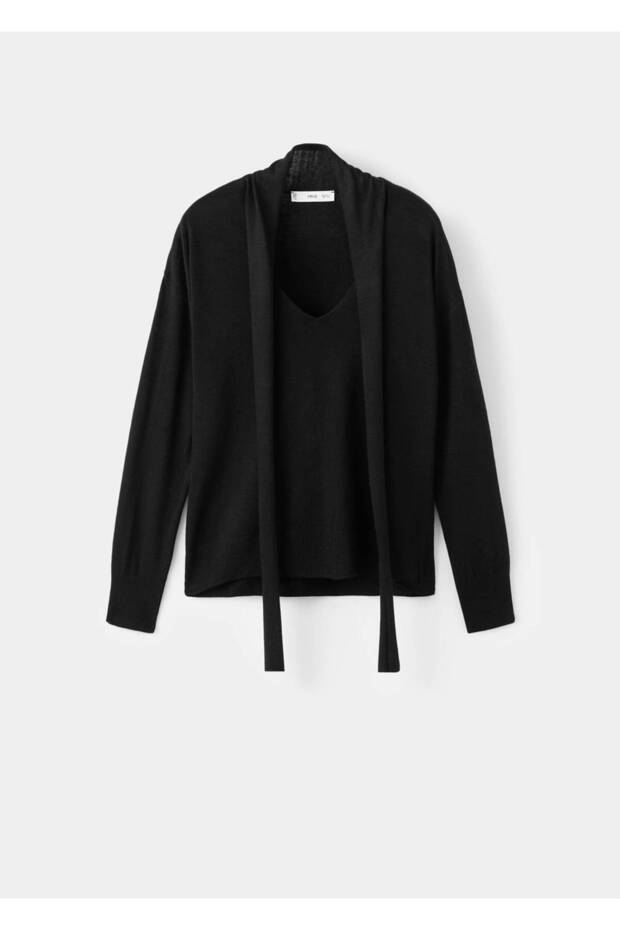 Pullover mit V-Ausschnitt und Schal - 3