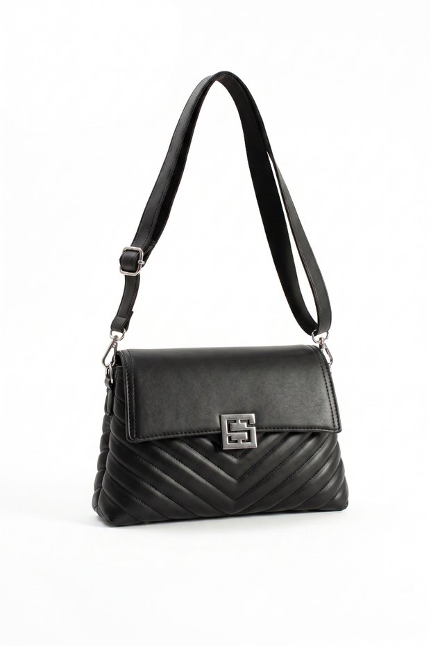Stylishly Designed Mink Women's Medium Size Crossbody Bag, Chain Strap, Embroidery and Flap Detail Shoulder Bag