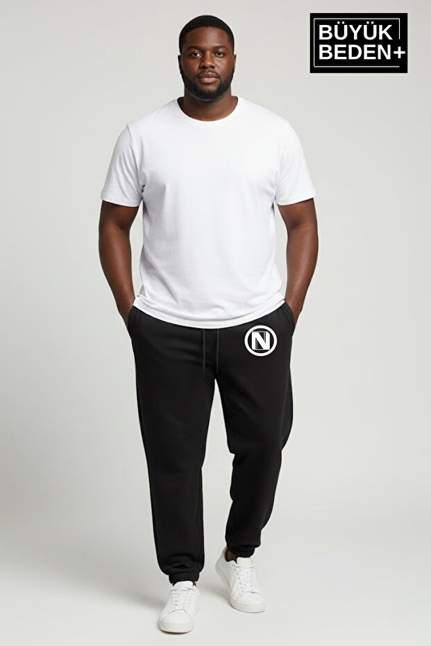 Men's Plus Size N Logo Elasticated Leg Casual Fit Jogger Slim Sweatpants Spr26Bea951-4