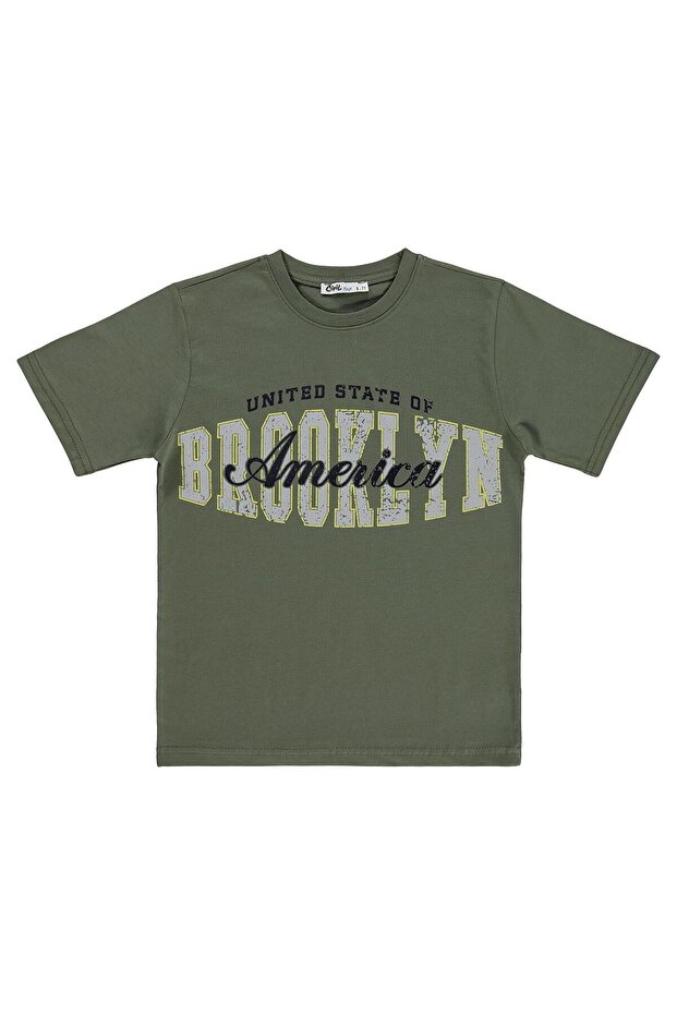 Brooklyn Printed T-Shirt for Ages 10-13 - Khaki