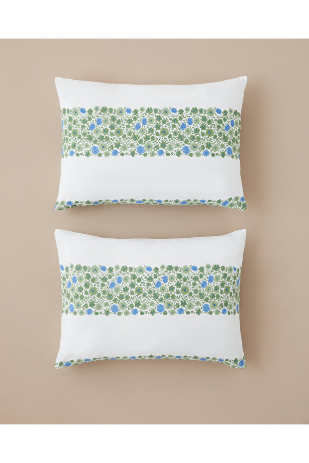 Forest Blossom Easy-Iron 2-Piece Pillowcase 50X70 cm Blue - Green