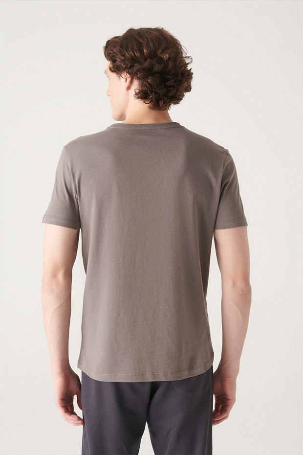 Erkek Antrasit Basic Pamuklu T-shirt E001000 - 4