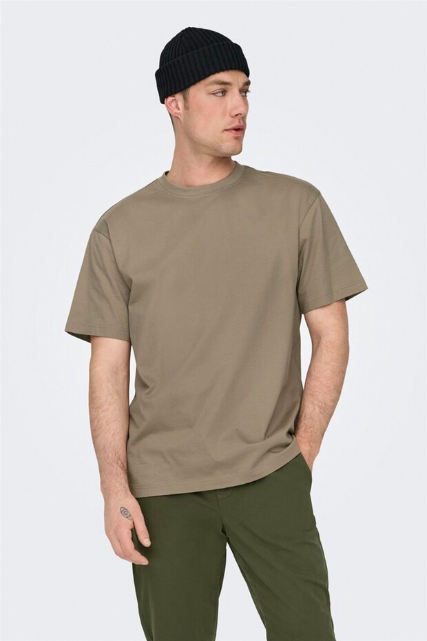 Onsfred Life Rlx Ss Tee Noos Men's Brown T-Shirt - 22022532