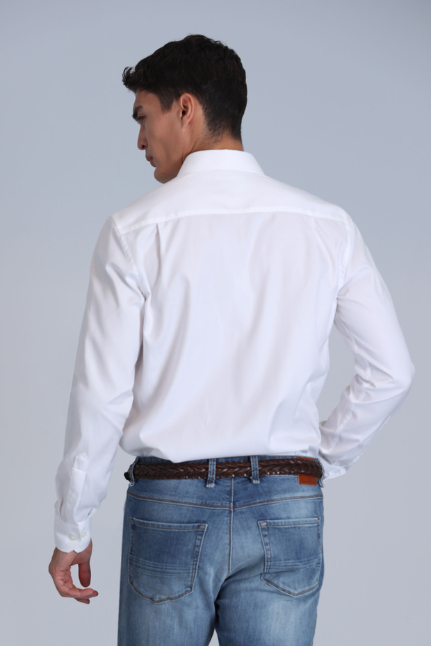 Danıel Erkek Basic Gömlek Slim Fit Beyaz - 6