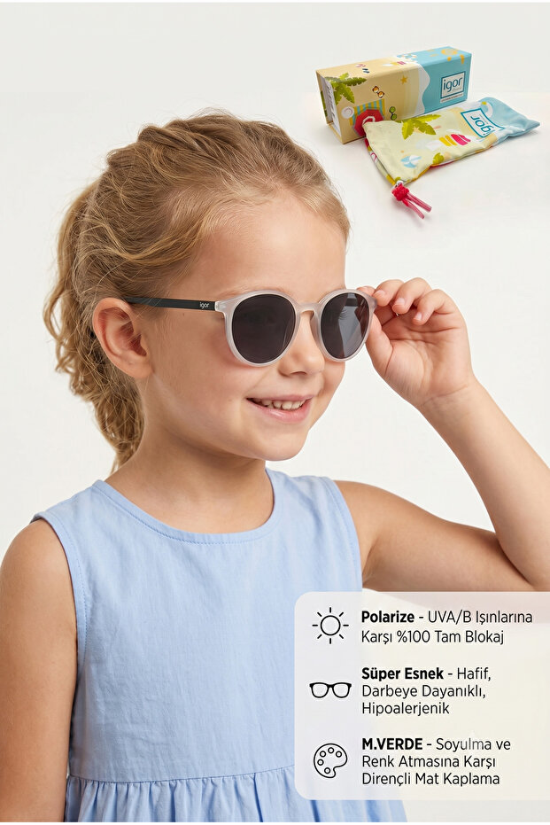 Ss292 Polarized-100% Uv Protection Children's Sunglasses Transparent-Black