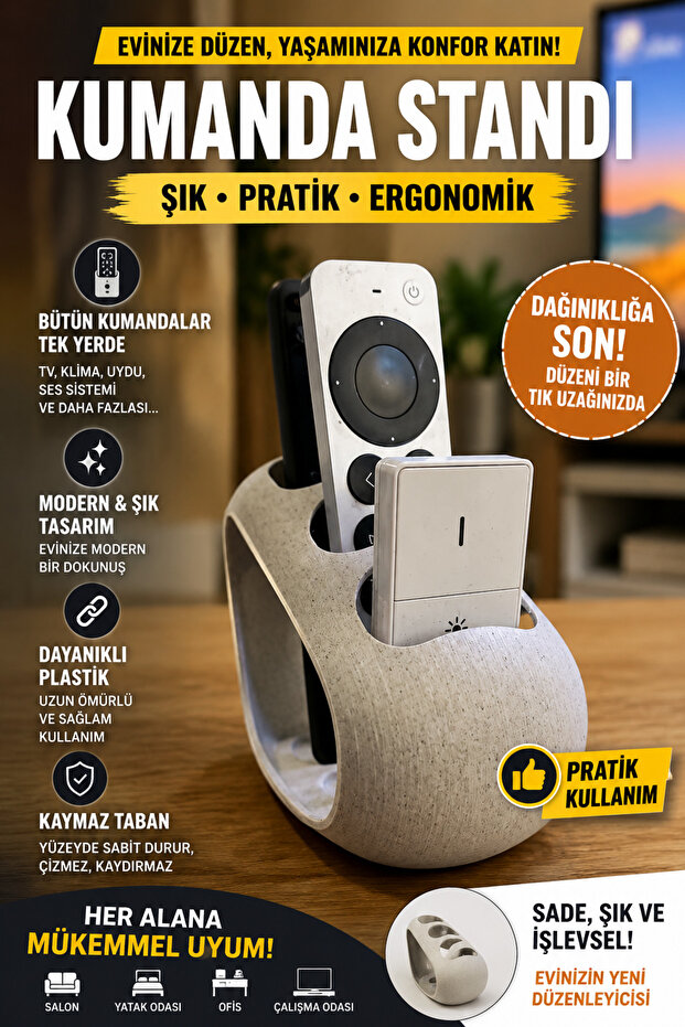 Remote Control Stand, 3-Slot Plastic Controller Holder