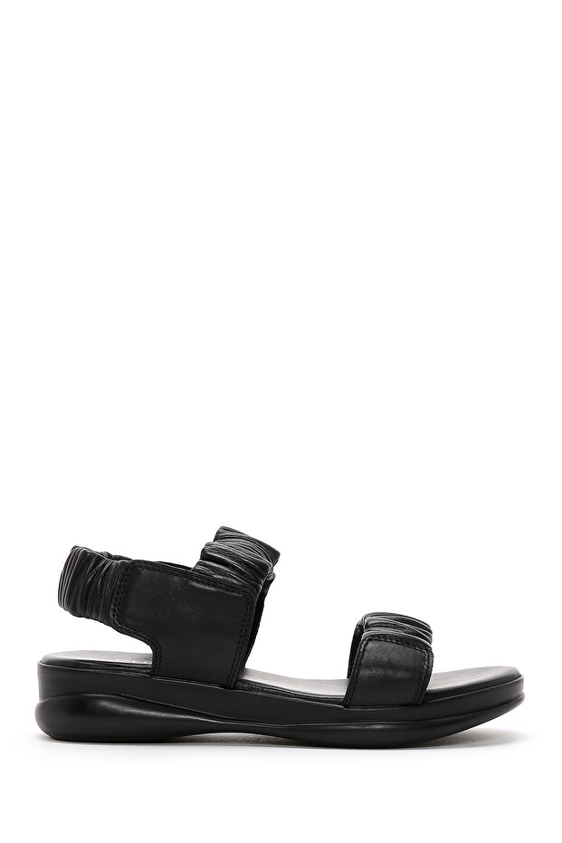 Women's Black Genuine Leather Comfort Sandals 25Sfd150818
