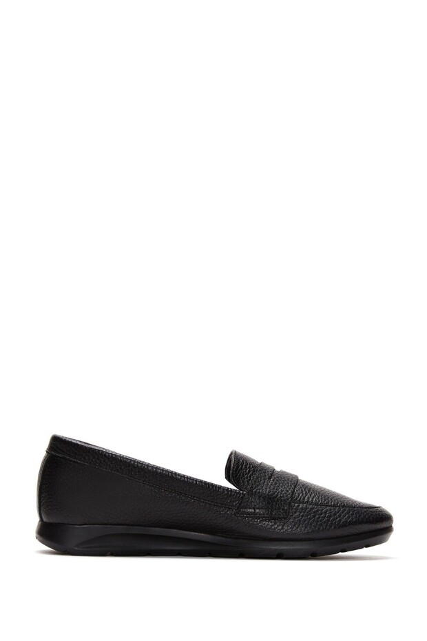 Women's Black Leather Shoes, Comfort Loafer 26Pfd1501Ft