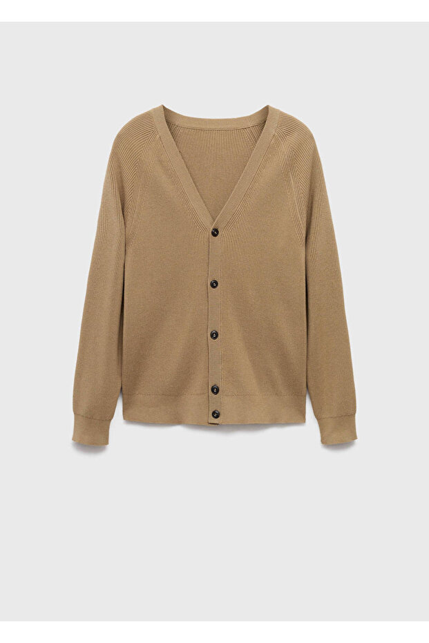 Gerippte Strickjacke mit Knöpfen - 3