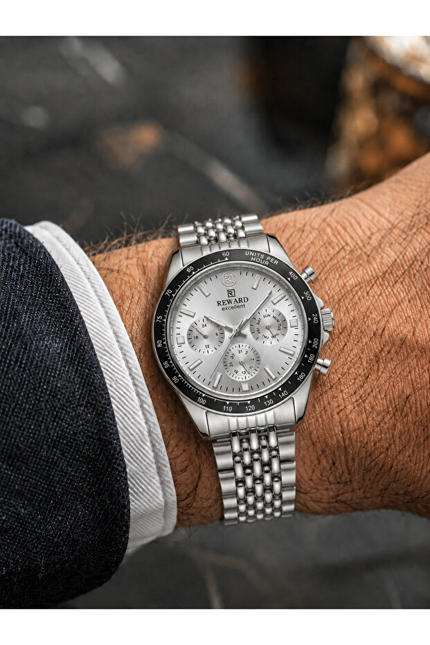 Men's Silver Metal Cord White Dial Calendar Function Wristwatch 2 Years Warranty