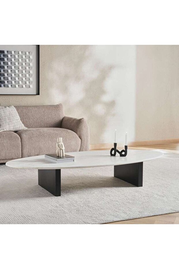 Emeline Coffee Table Marble - White & Black