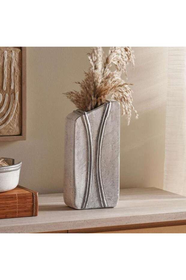Aral Handpainted Paper Mache Decor Vase 15x8x32cm - White
