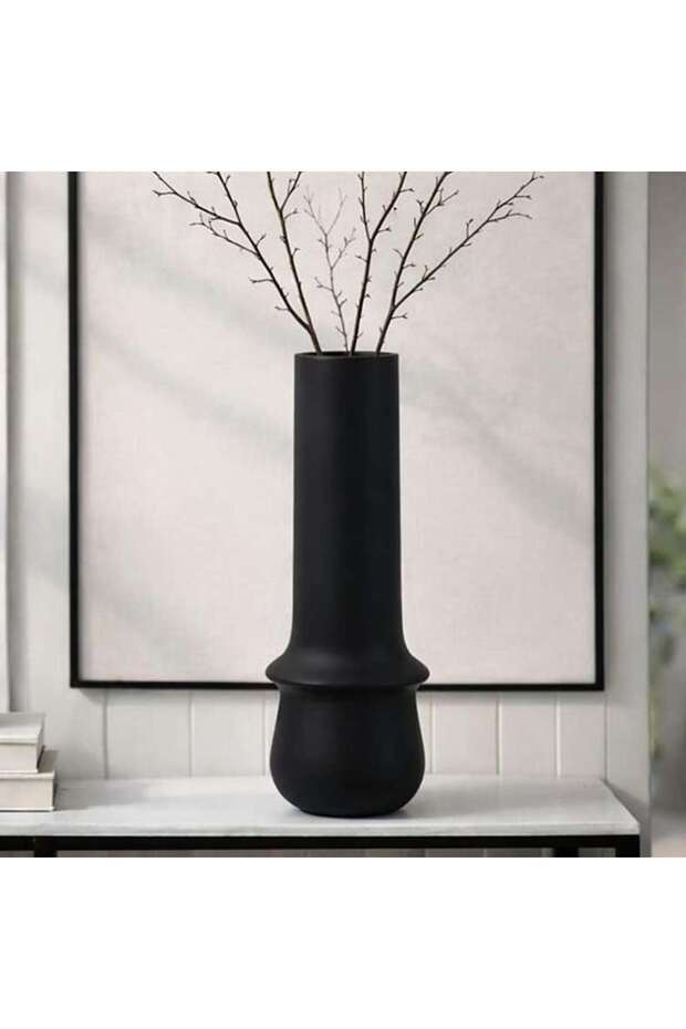 Odin Lydia Polyresin Decor Vase 16.5x16.5x40.5cm - Black