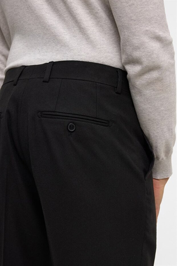 Siyah Regular Düz Casual Pantolon - 6