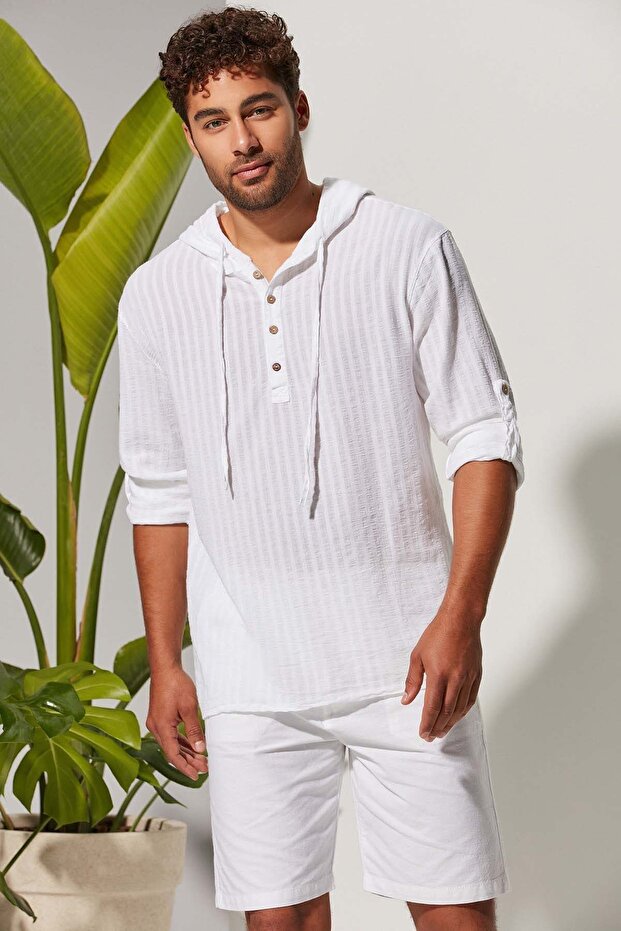 Hooded Men's White T-Shirt