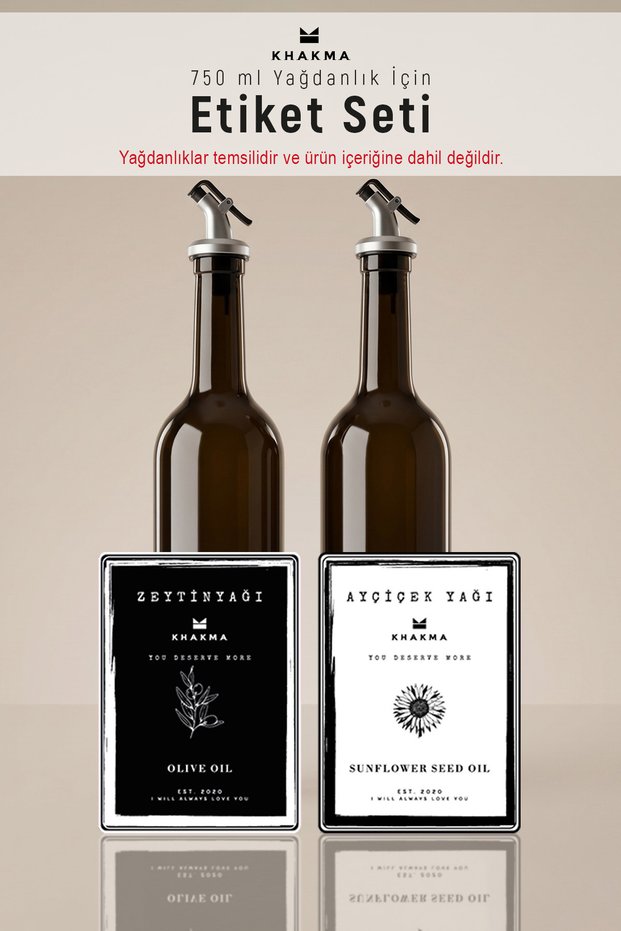 Label Set for Oil Bottles - Label for Olive Oil Sunflower Oil Bottle 70X100 mm – Water and Oil Resistant Label Set