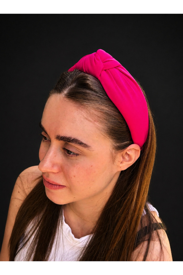 Bym483 Pink Knotted Women's Hair Crown Soft Fabric Daily Stylish Hair Accessory