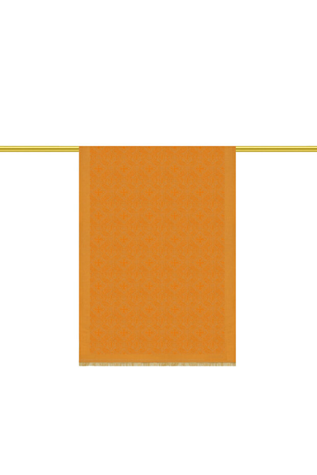 Orange Damask Pattern Jacquard Silk Shawl