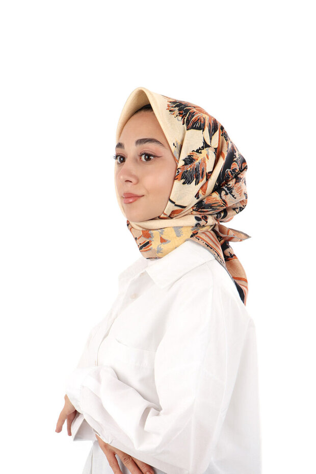 Black Derya Pattern Twill Silk Scarf - 2