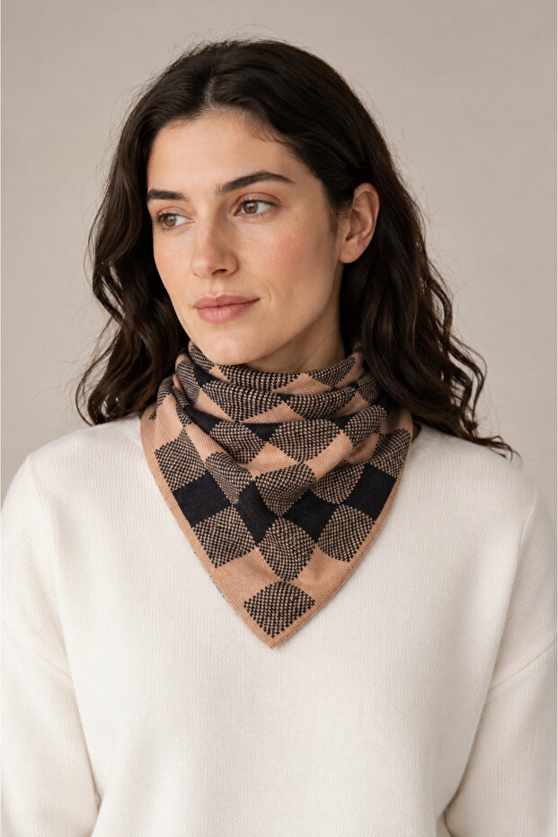 Checkered Patterned Knitwear Scarf - 2