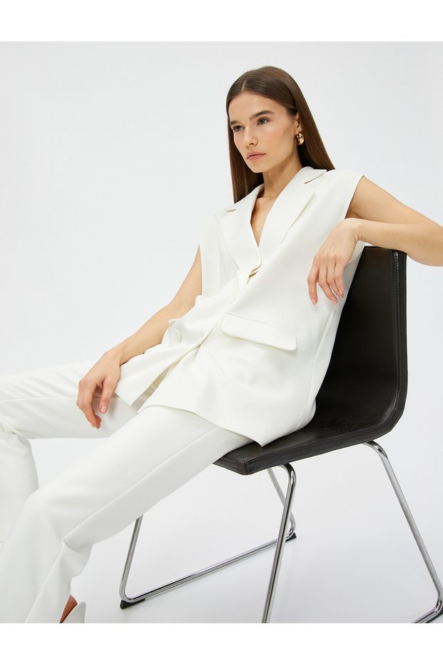 Blazer Vest Double Breasted Buttoned