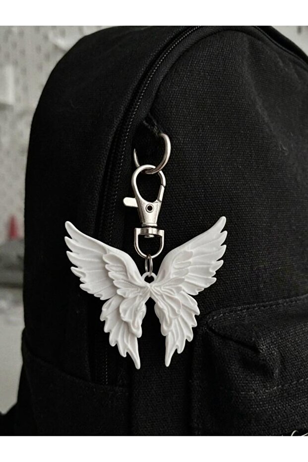 Faiyrcore Angel Wing Bag Charm – White Bag Charm | Aesthetic Bag Ornament | Keychain Accessory | Y2K Couquette