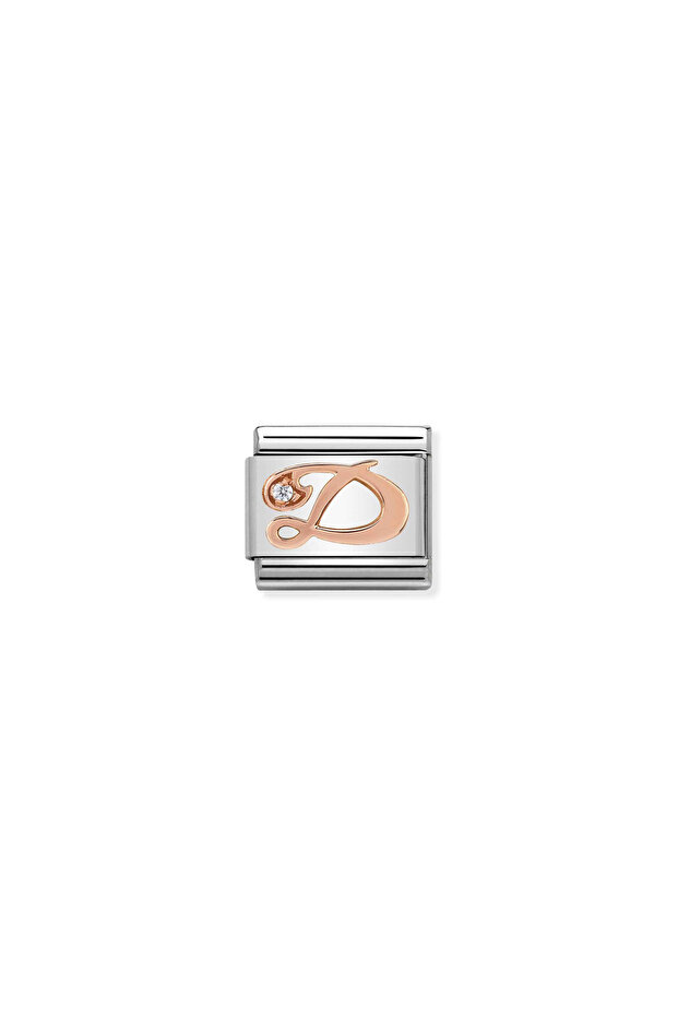 Composable Classic Letters Steel, Zircon And 9k Rose Gold D