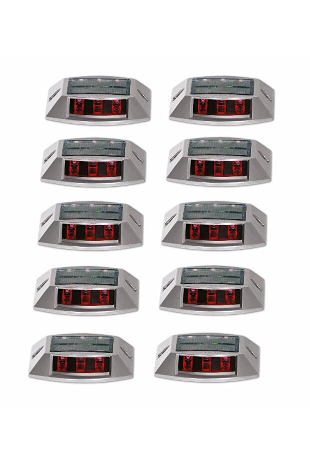 10 Pieces Solar Powered Solar Road Stud Red-Evelux 11920 Slk